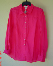 Nwt Kenar Pink Linen Cotton Fitted Shirt Blouse Size Large - $54.78