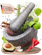 Mortar and Pestle Set - 6 Inch - 2 Cup Capacity - Unpolished Heavy Granite  - $50.25