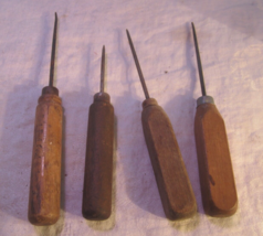 Vintage Antique Advertising Metal Ice Pick with wood handle  LOT OF 4 - £17.98 GBP