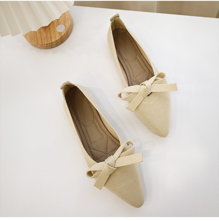 Primary image for Stretch Fabric knited Shallow Flats Dress Shoes Bow Knitted Mesh Breathable Flat