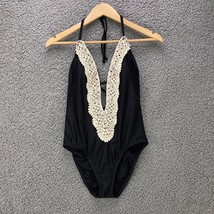 Shade and Shore One Piece Swimsuit Women Medium Black White Crochet Boho... - £11.84 GBP