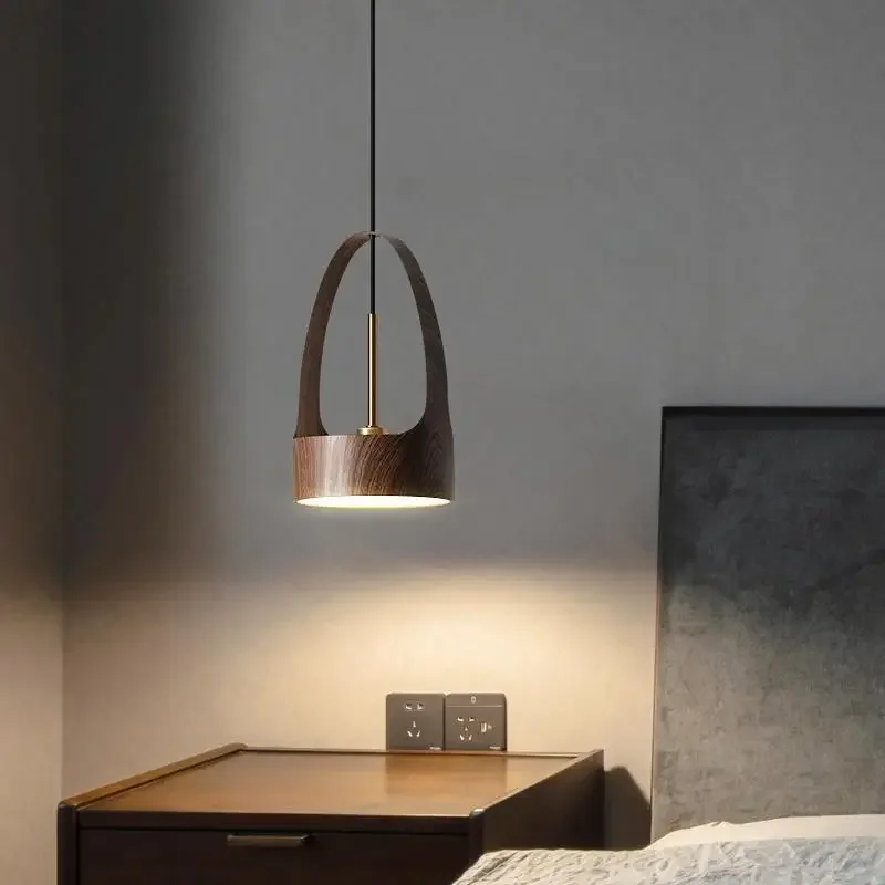 T lamp for bedroom bedside kitchen dining room walnut wood hanging lights wooden modern thumb200