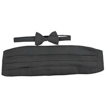 Giorgio Armani Bow Tie Cummerbund Set Silk Adjustable Herringbone Patter... - $29.70