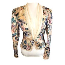 Vintage 80s Womens Sz Small Satin Floral Jacket Cottage Core - £30.79 GBP