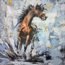 36x36 inches Horse  stretched Oil Painting Canvas Art Wall Decor modern01D - £160.64 GBP