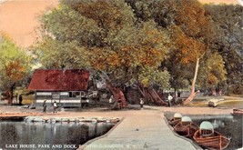Richfield Springs New York~Lake HOUSE-PARK &amp; DOCK-NICE Wood Boats Postcard 1910s - £6.41 GBP
