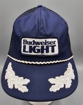VTG Budweiser Light Snapback Mesh Trucker Hat/Cap w/Rope - Made in USA - £18.26 GBP