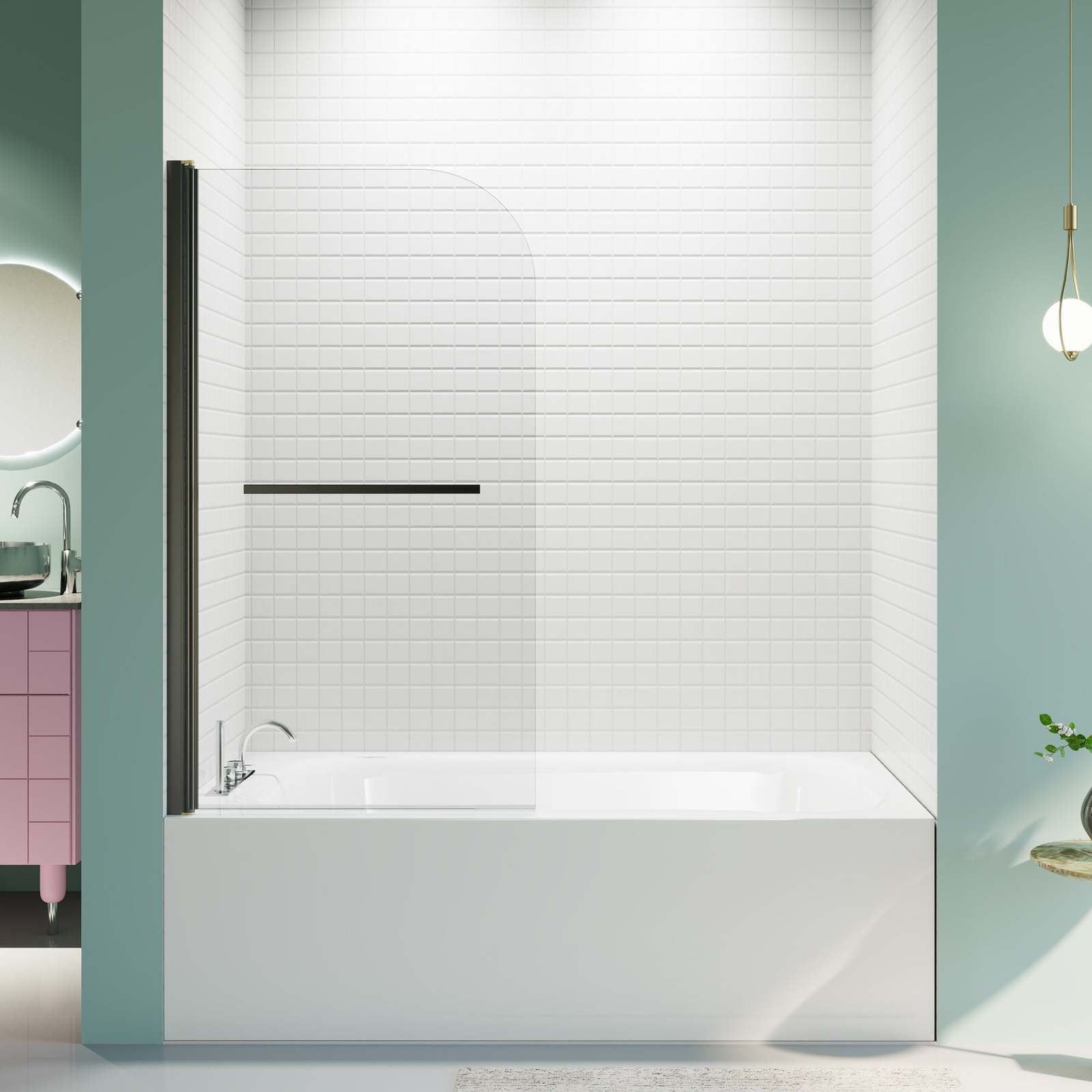 Frameless Shower Door 31x55&quot;, Matte Black - $226.99
