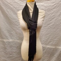 Accessory Street Women&#39;s Black Scarf with Fringe Ends, One Size, NWT - £15.76 GBP