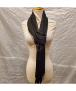 Accessory Street Women&#39;s Black Scarf with Fringe Ends, One Size, NWT - £15.79 GBP