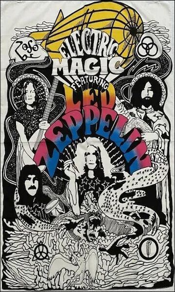 RARE LED ZEPPELIN ELECTRIC MAGIC 5X3 Ft Vertical Fabric Poster Album Banner Flag