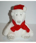 Bath &amp; Body Works White Plush Polar Bear 9&quot; Stuffed Christmas Red Hat Sc... - €8,64 EUR