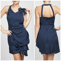 NEW TOV Holy Navy Blue Sleeveless Gathered Open Back Dress Sz 4/6 - £21.59 GBP