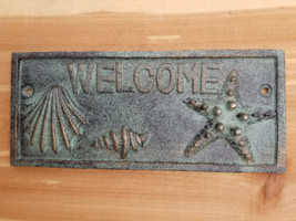 Cast Iron Welcome Plaque sign, Beach House, Nautical decor, Verdigris - $18.80