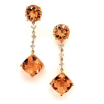 Natural Morganite Diamond Earrings 14k Gold 10.1 TCW Certified $5,950 111536 - £1,511.22 GBP