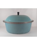 Vintage Aluminum  Oval Roaster 6 QT  Blue Turquoise Aqua Teal - $62.87 CAD