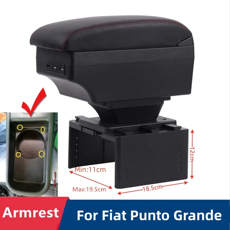 For Fiat Grande Punto for Fiat Punto Car Armrest Box Central Console Two Layers - £27.52 GBP+
