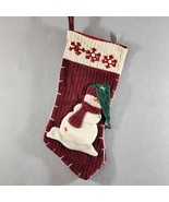 Plush Snowman Stocking Hat-Scarf Chenille Velour Red-White Christmas Sto... - $178.94 MXN