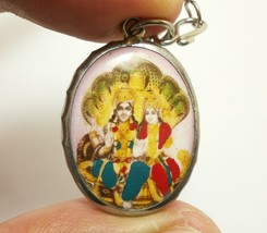 Lord Vishnu Preserver God With Lakshmi Devi Deity Hindu Miracle Amulet Necklace - £23.39 GBP