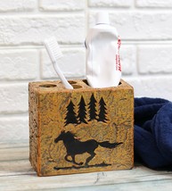 Rustic Western Mustang Horse Pine Trees Silhouette Toothbrush Toothpaste Holder - £19.97 GBP