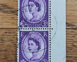Great Britain Stamp Queen Elizabeth II 2d Used Violet 322d Strip of 2 - $1.89