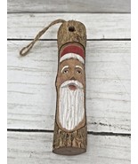 Vintage Original SANTA Hand Carved Painted Wood Tree Branch Hanging Orna... - £11.66 GBP