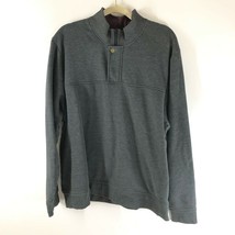 Orvis Mens Sweatshirt Gray Heathered Long Sleeve Mock Neck 1/4 Zip Snap XXL - £15.02 GBP