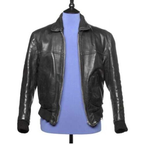 Primary image for  The Beatles George Harrison Black Bomber Leather Jacket