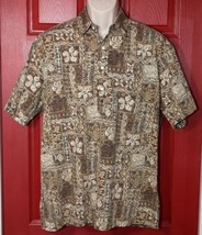 Vintage KAI NANI Pullover Hawaiian Aloha Camp Shirt Size Large Tapa Print - $29.65