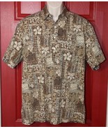 Vintage KAI NANI Pullover Hawaiian Aloha Camp Shirt Size Large Tapa Print - £23.31 GBP