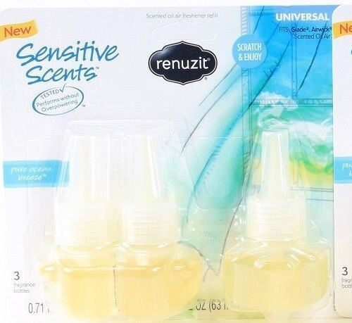 1 Set Renuzit Sensitive Scents Pure Ocean Breeze 3 Count Universal Oil R... - $20.99