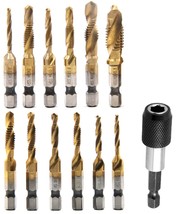 13 Pieces Drill Tap Set, Sae/Metric Drill Tap Bits Set With, Hss4341+Hss4341 - $38.96