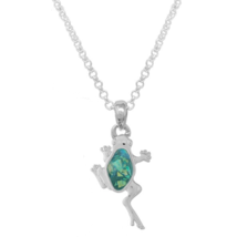 Oval Crystal Frog Pendant Necklace White Gold - £10.49 GBP