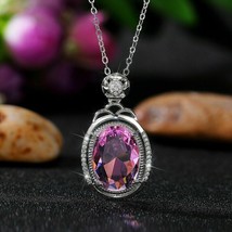 3 Ct Oval Cut Lab Created Pink Sapphire Women&#39;s Gift Pendant 925 Sterling Si1ver - £47.36 GBP