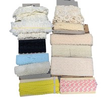 37 yds 13&quot; Assorted Vintage Lace Trim Fabric Bundle Colors &amp; Patterns - $56.57