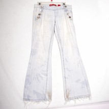 Zana Di Junior Low Rise Bell Bottom Side Buttons Flare Leg Jeans SZ 7 Destressed - £12.07 GBP