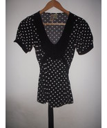 Black &amp; White Polka Dot Ruffle tunic Blouse Top Free Anthropologie People S - $12.00