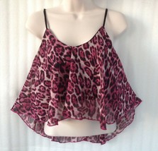 Summer Enlin ~ Pink Black White Layered Tank Leopard Blouse Top M Sleeve... - €9,52 EUR