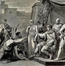 Scipio Delivers Captured Spanish Princess 1913 Plate Print 2 Page Histor... - $39.99