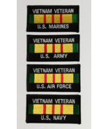 Vietnam Veteran USN USAF USMC Army Military Embroidered Patch Lot (Qty 4... - $14.99