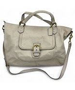 Coach Campbell Cream Leather Tote Bag With Shoulder Strap &amp; Brass Buckle... - $68.24 CAD