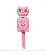 RETIRED Pink Satin KIT-CAT KLOCK Cat Clock Heart Eyes - $89.99