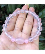 Natural pink quartz bracelet beads beaded bracelet lulutong crystal  - £34.95 GBP