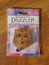 Magnetic DAZZLER Owl Real Wood Laser Engraved 2+” With Purple Heart Dang... - $9.49