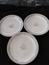 Noritake China  Lilly bells 5556 Set Of 3 Salad Plates Platinum Rimmed 8&quot; - £10.73 GBP