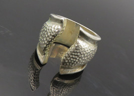 PETER BRAMS 925 Silver  - Vintage Shiny Hammered Detail Band Ring Sz 8.5- RG9621 - £57.91 GBP