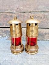 Pair of Nautical Lamp Brass Miner lamp 6 Inches Kerosene Oil Lamp - £90.05 GBP