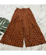Anthropologie Polka Dot Pant Size S Brown White Wide Leg Pleated Crop - $47.37 CAD