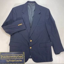 Polo Ralph Lauren Blazer 44R Mens University Club Jacket Blue Gold Butto... - $63.63