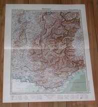 1925 Original Vintage Map Of France Lyon RHONE-ALPES MONT-BANC Western Alps - £17.97 GBP